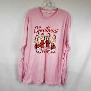 Vibrant Blanks Womens Light Pink Tee Mean Girls "Christmas Is So Fetch" Sz Large